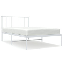 (white, 90 x 190 cm/with headboard) vidaXL Metal Bed Frame with Headboard Bed Base Mattress Foundation Bedstead