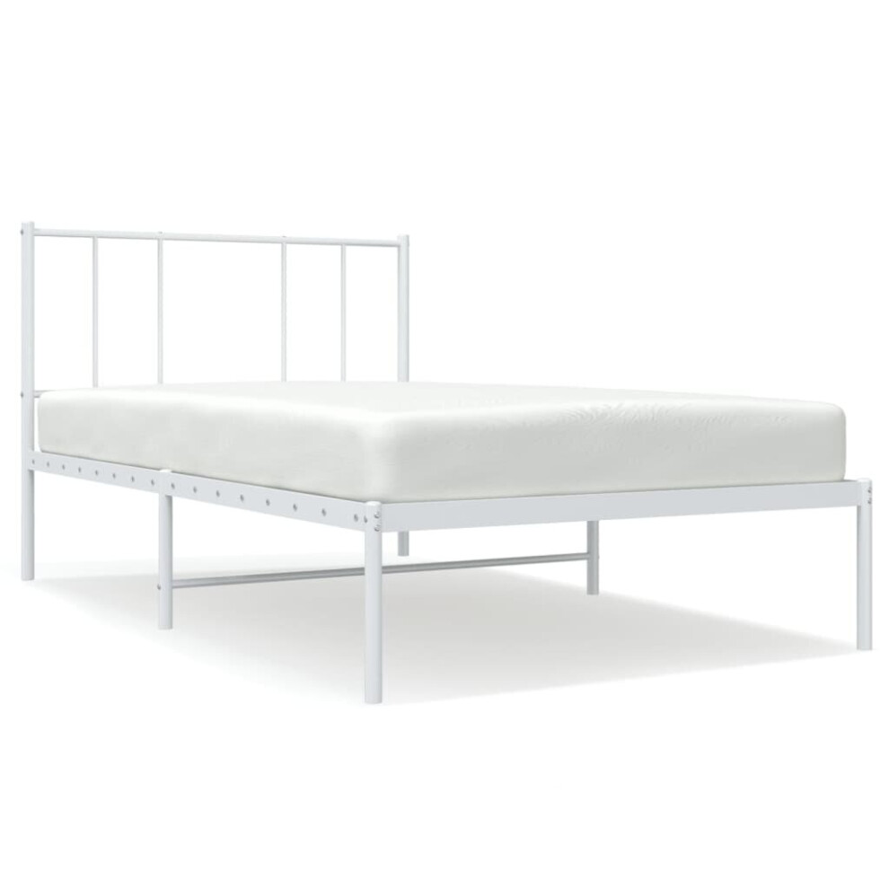 Vidaxl (White, 107 X 203 Cm/With Headboard) Metal Bed Frame With Headboard Bed Base Mattress Foundation Bedstead