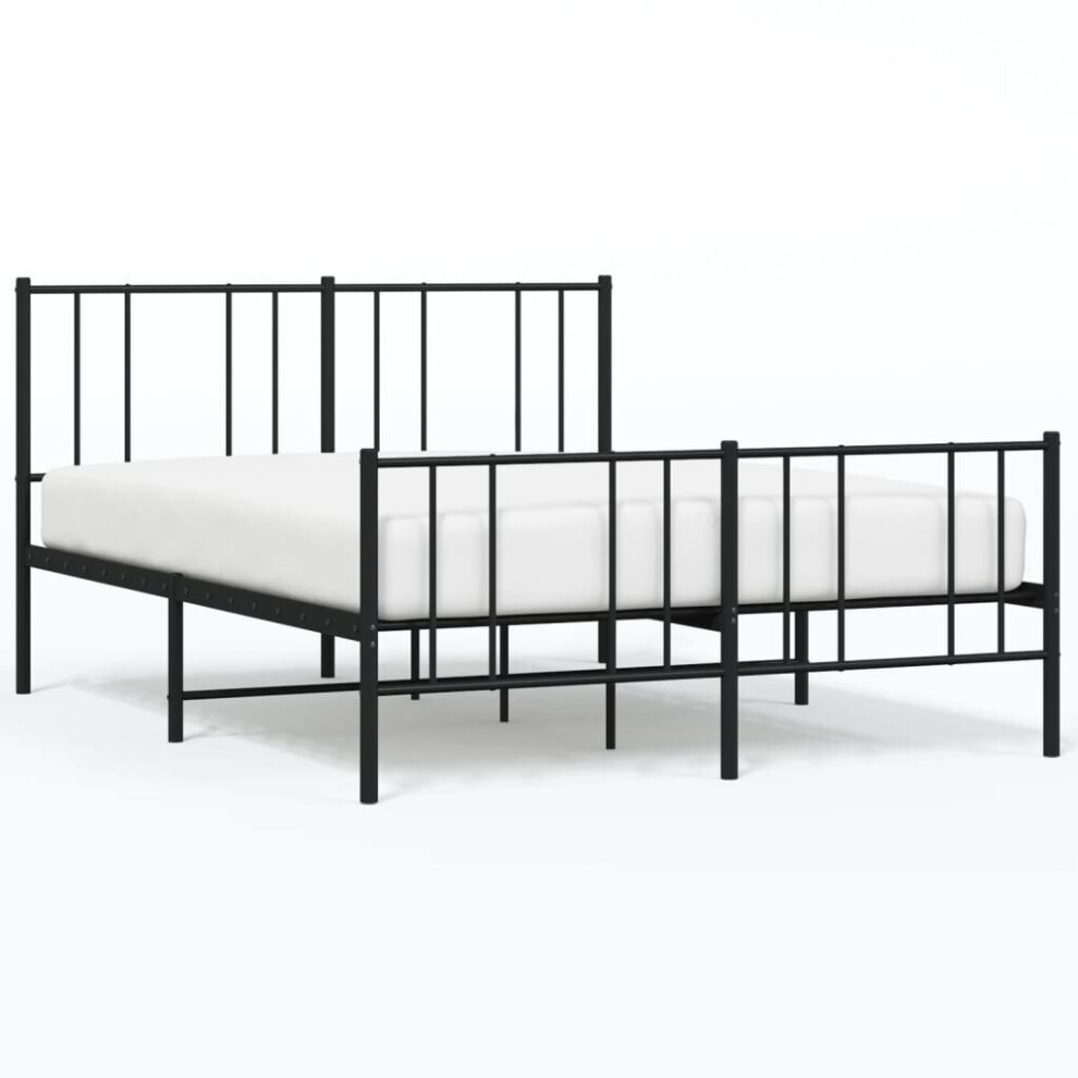 (black, 140 x 190 cm/with headboard & footboard) vidaXL Metal Bed Frame with Headboard Bed Base Mattress Foundation Bedstead