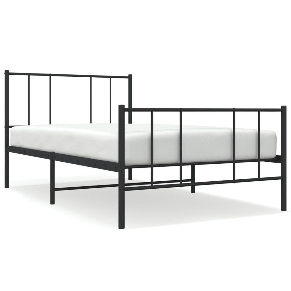 (black, 75 x 190 cm/with headboard & footboard) vidaXL Metal Bed Frame with Headboard Bed Base Mattress Foundation Bedstead