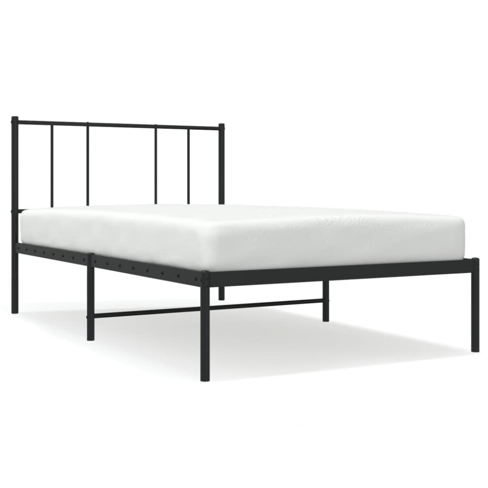 (black, 90 x 190 cm/with headboard) vidaXL Metal Bed Frame with Headboard Bed Base Mattress Foundation Bedstead