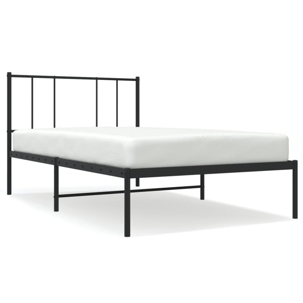 Vidaxl (Black, 90 X 200 Cm/With Headboard) Metal Bed Frame With Headboard Bed Base Mattress Foundation Bedstead