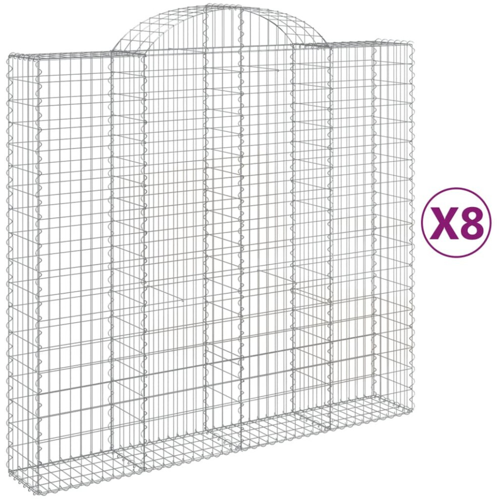 Vidaxl (200 X 50 X 180/200 Cm/8 Pcs) Arched Gabion Basket Stone Basket Gabion Retaining Wall Galvanised Iron