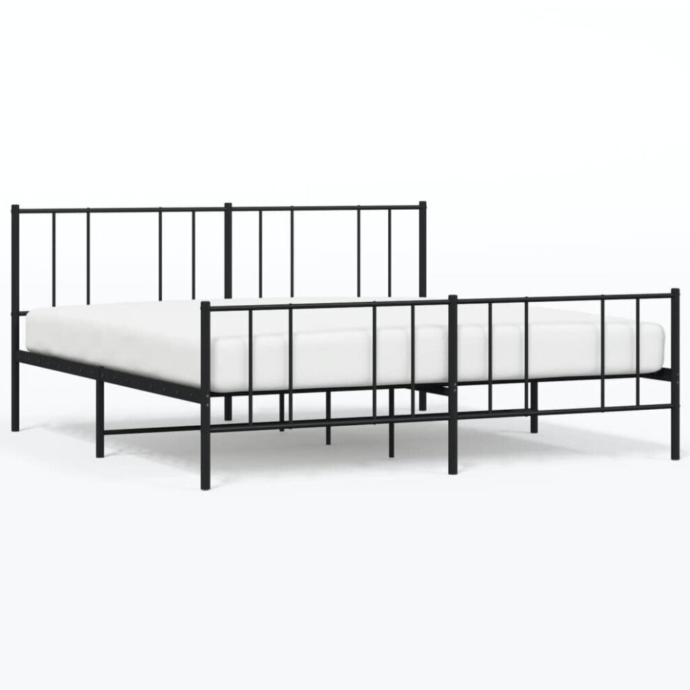 Vidaxl (Black, 183 X 213 Cm/With Headboard & Footboard) Metal Bed Frame With Headboard Bed Base Mattress Foundation Bedstead