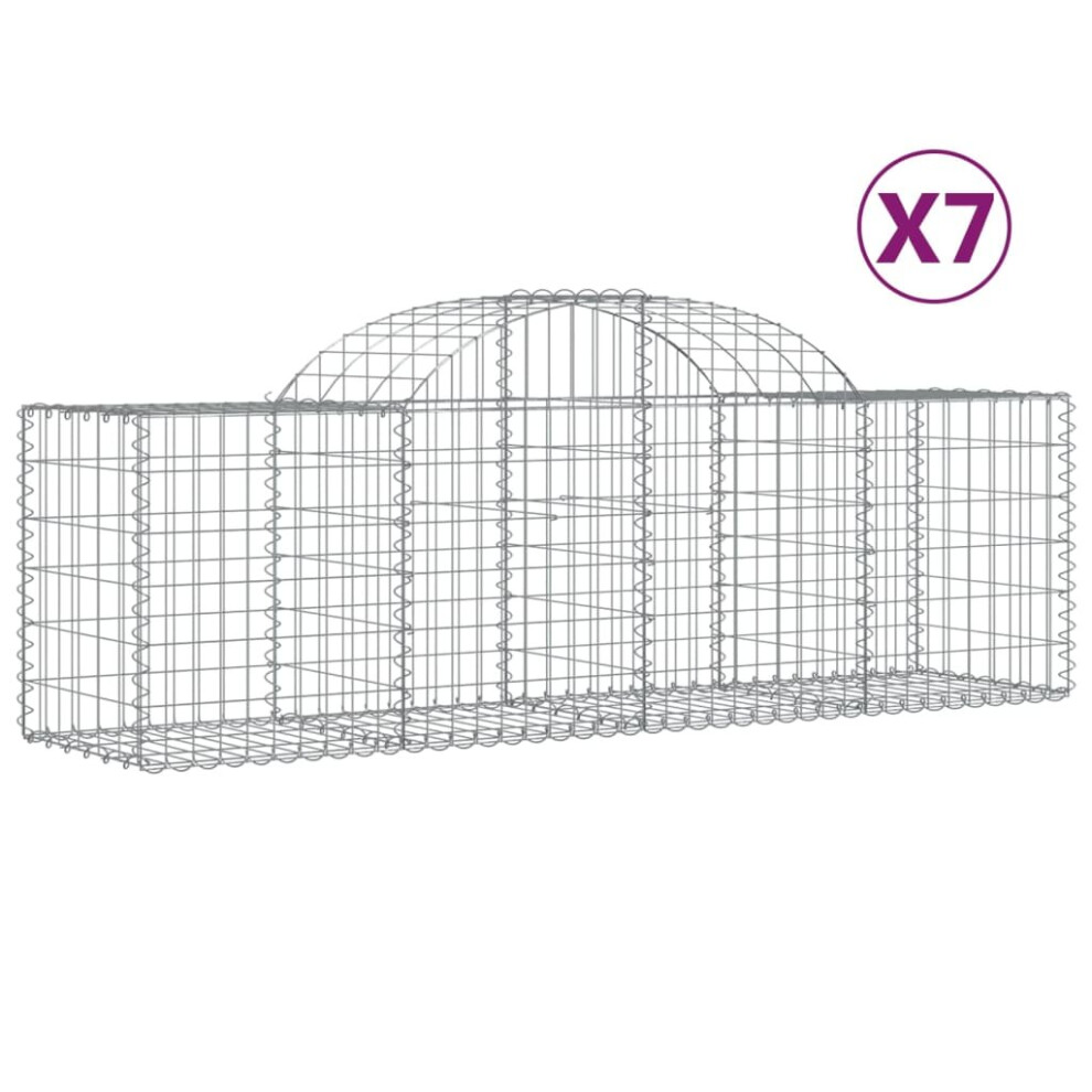 (200 x 50 x 60/80 cm/7 pcs) vidaXL Arched Gabion Basket Stone Basket Gabion Retaining Wall Galvanised Iron