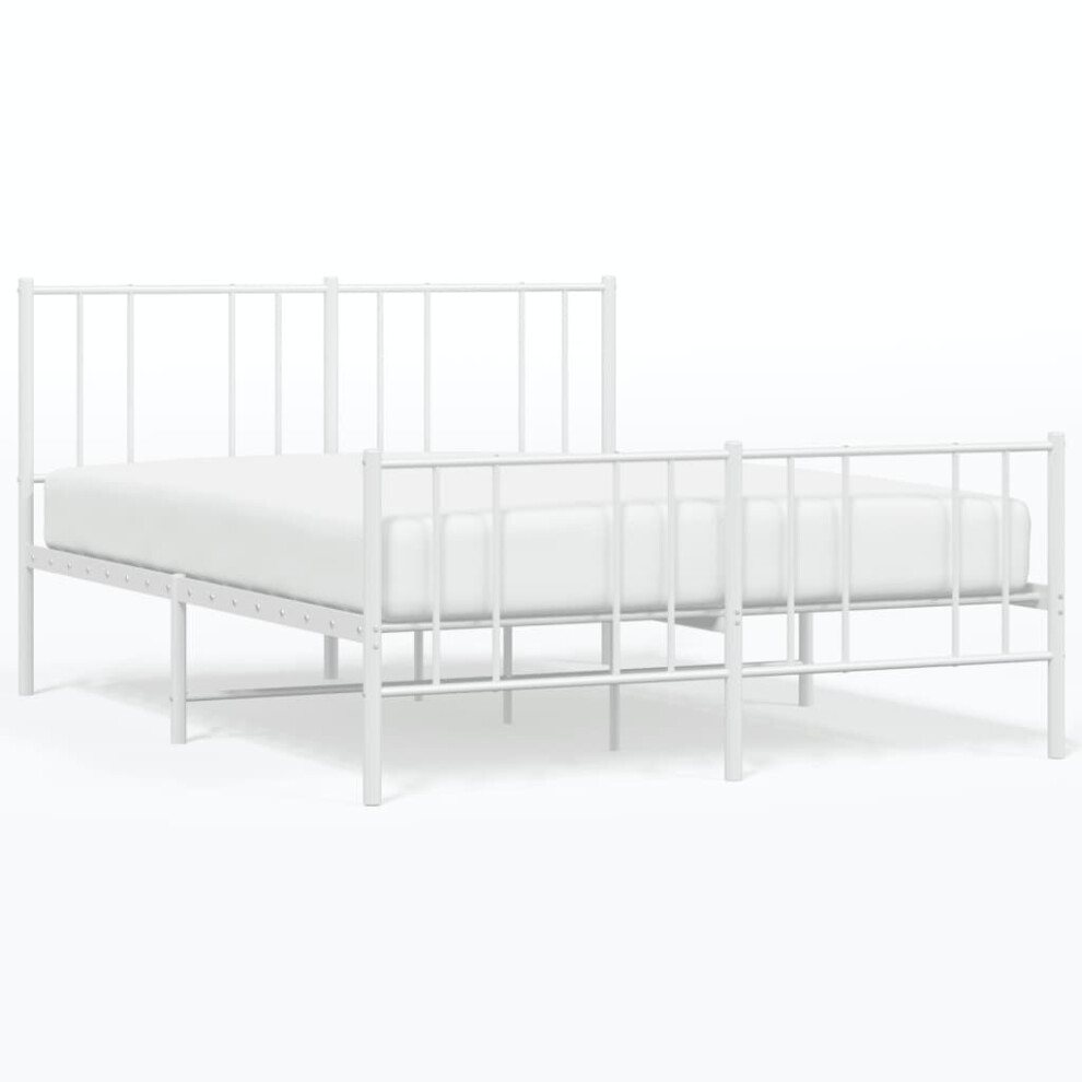 (white, 135 X 190 cm/with Headboard & footboard) vidaXL Metal Bed Frame With Headboard Bed Base Mattress Foundation Bedstead