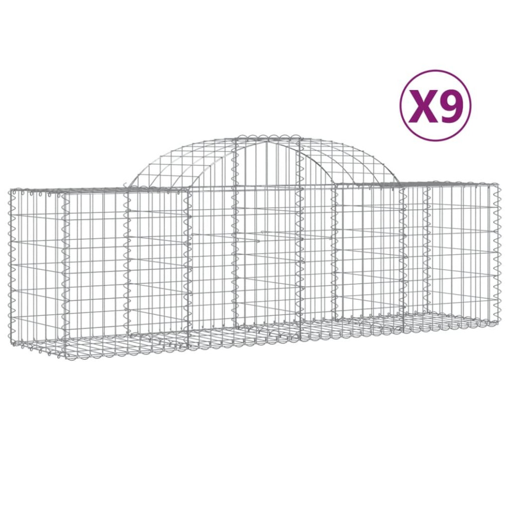 Vidaxl (200 X 50 X 60/80 Cm/9 Pcs) Arched Gabion Basket Stone Basket Gabion Retaining Wall Galvanised Iron