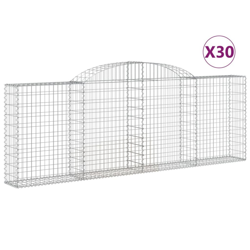 Vidaxl (300 X 30 X 100/120 Cm/30 Pcs) Arched Gabion Basket Stone Basket Gabion Retaining Wall Galvanised Iron