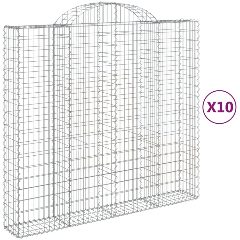 (200 x 50 x 180/200 cm/10 pcs) vidaXL Arched Gabion Basket Stone Basket Gabion Retaining Wall Galvanised Iron