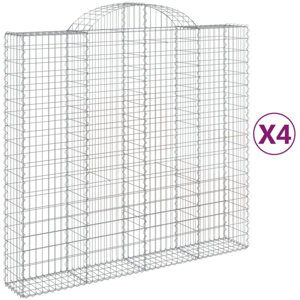 Vidaxl (200 X 50 X 180/200 Cm/4 Pcs) Arched Gabion Basket Stone Basket Gabion Retaining Wall Galvanised Iron