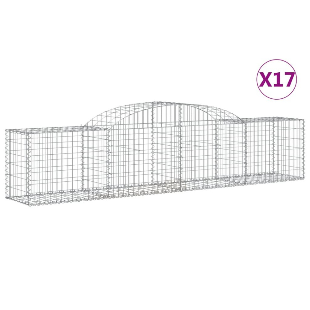 VIDAXL Arched Gabion Basket - Galvanised Iron - 300 x 50 x 60/80cm - Silver - Image 2