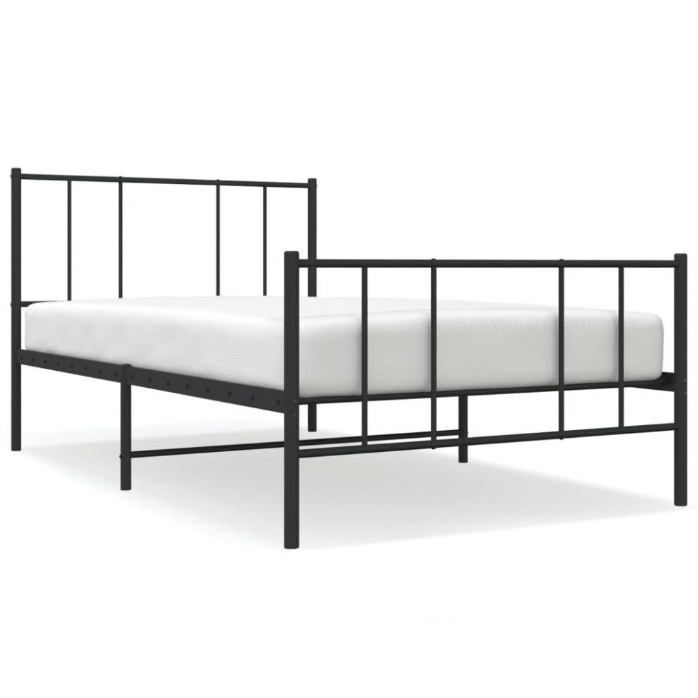 Vidaxl (Black, 107 X 203 Cm/With Headboard & Footboard) Metal Bed Frame With Headboard Bed Base Mattress Foundation Bedstead