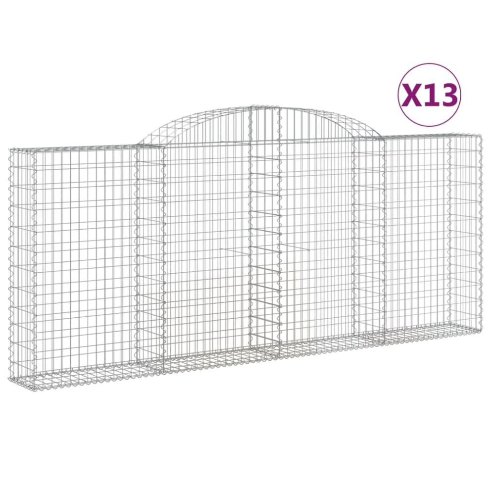 (300 x 30 x 120/140 cm/13 pcs) vidaXL Arched Gabion Basket Stone Basket Gabion Retaining Wall Galvanised Iron