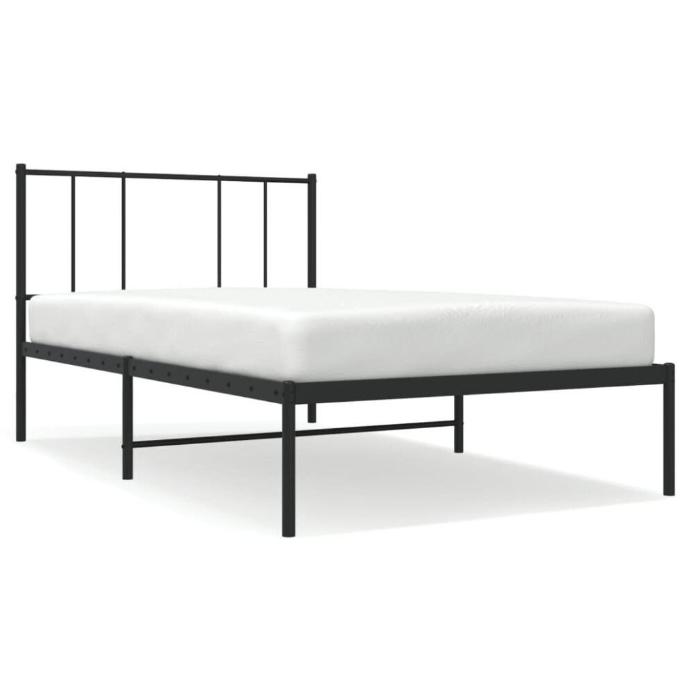 (black, 100 x 200 cm/with headboard) vidaXL Metal Bed Frame with Headboard Bed Base Mattress Foundation Bedstead