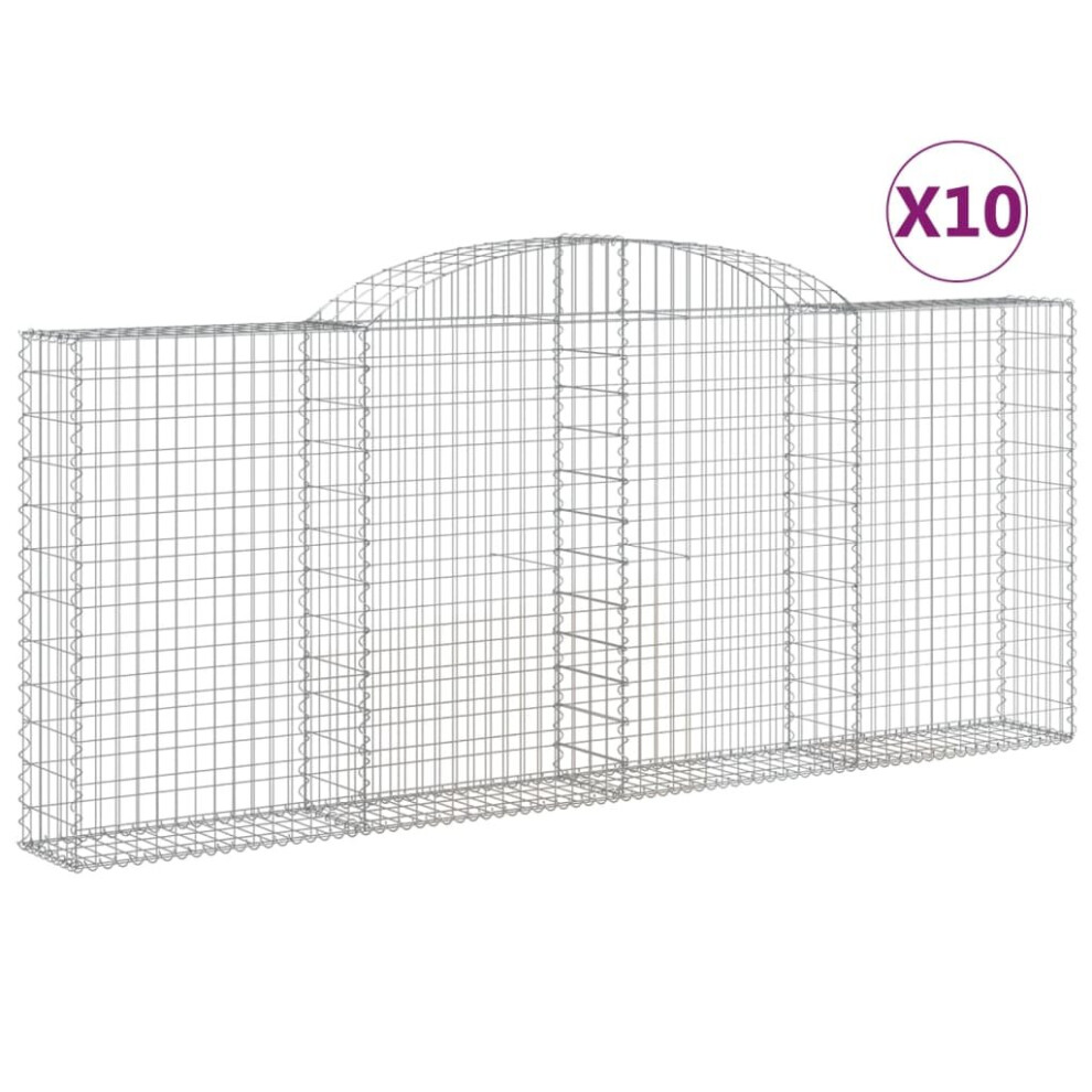 (300 x 30 x 120/140 cm/10 pcs) vidaXL Arched Gabion Basket Stone Basket Gabion Retaining Wall Galvanised Iron