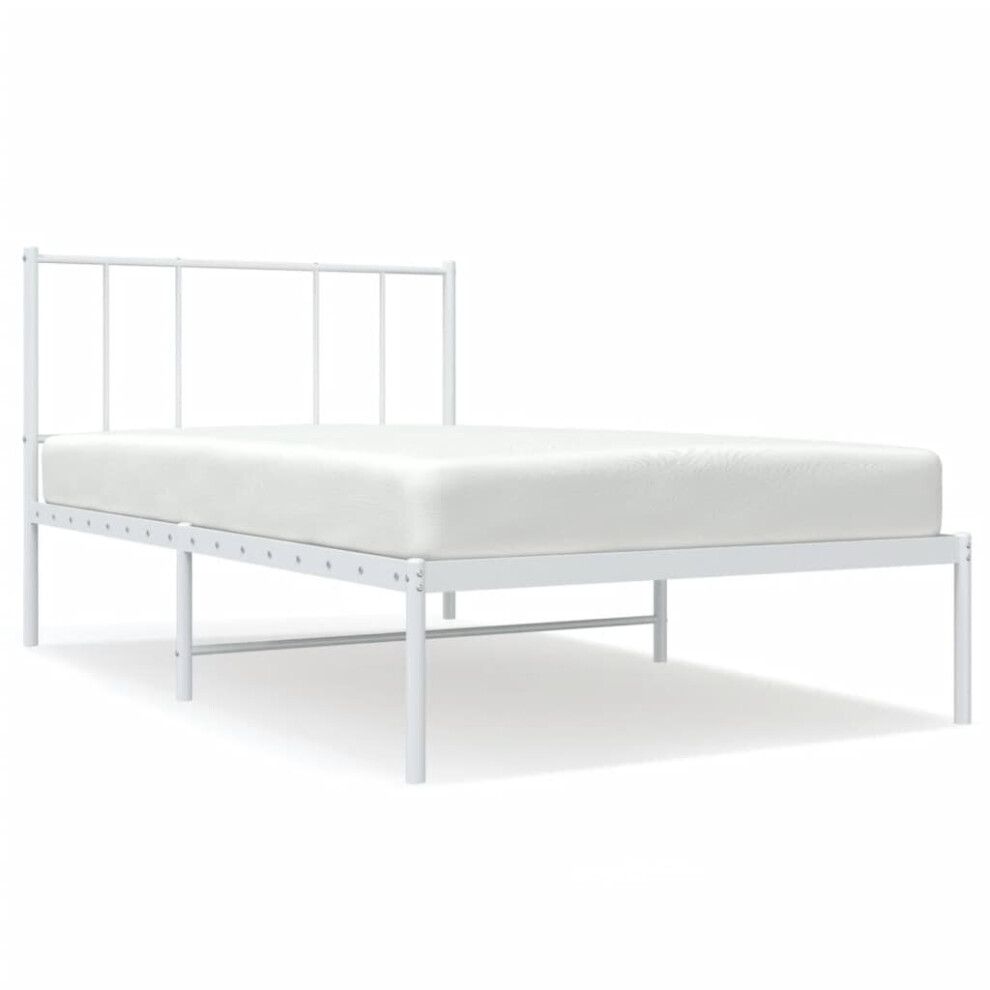 (white, 100 x 200 cm/with headboard) vidaXL Metal Bed Frame with Headboard Bed Base Mattress Foundation Bedstead