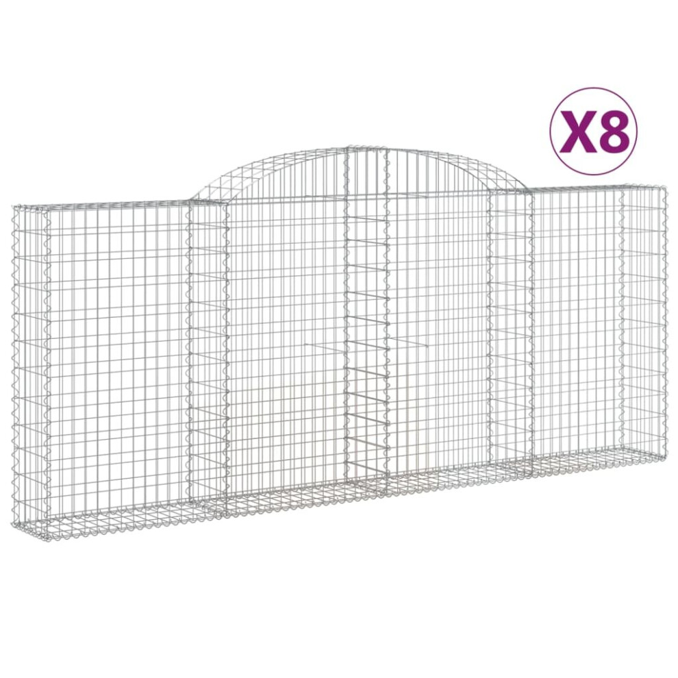 (300 x 30 x 120/140 cm/8 pcs) vidaXL Arched Gabion Basket Stone Basket Gabion Retaining Wall Galvanised Iron