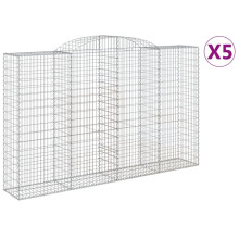 (300 x 50 x 180/200 cm/5 pcs) vidaXL Arched Gabion Basket Stone Basket Gabion Retaining Wall Galvanised Iron