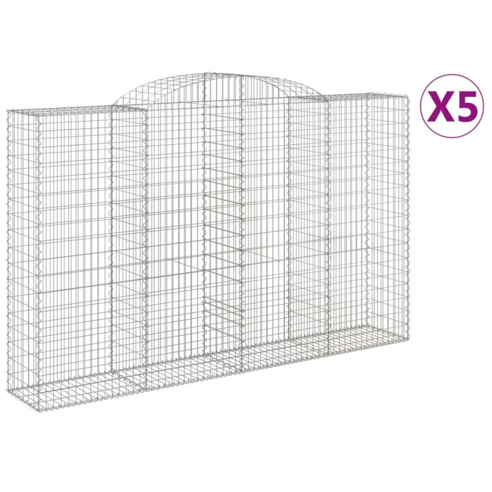 Vidaxl (300 X 50 X 180/200 Cm/5 Pcs) Arched Gabion Basket Stone Basket Gabion Retaining Wall Galvanised Iron
