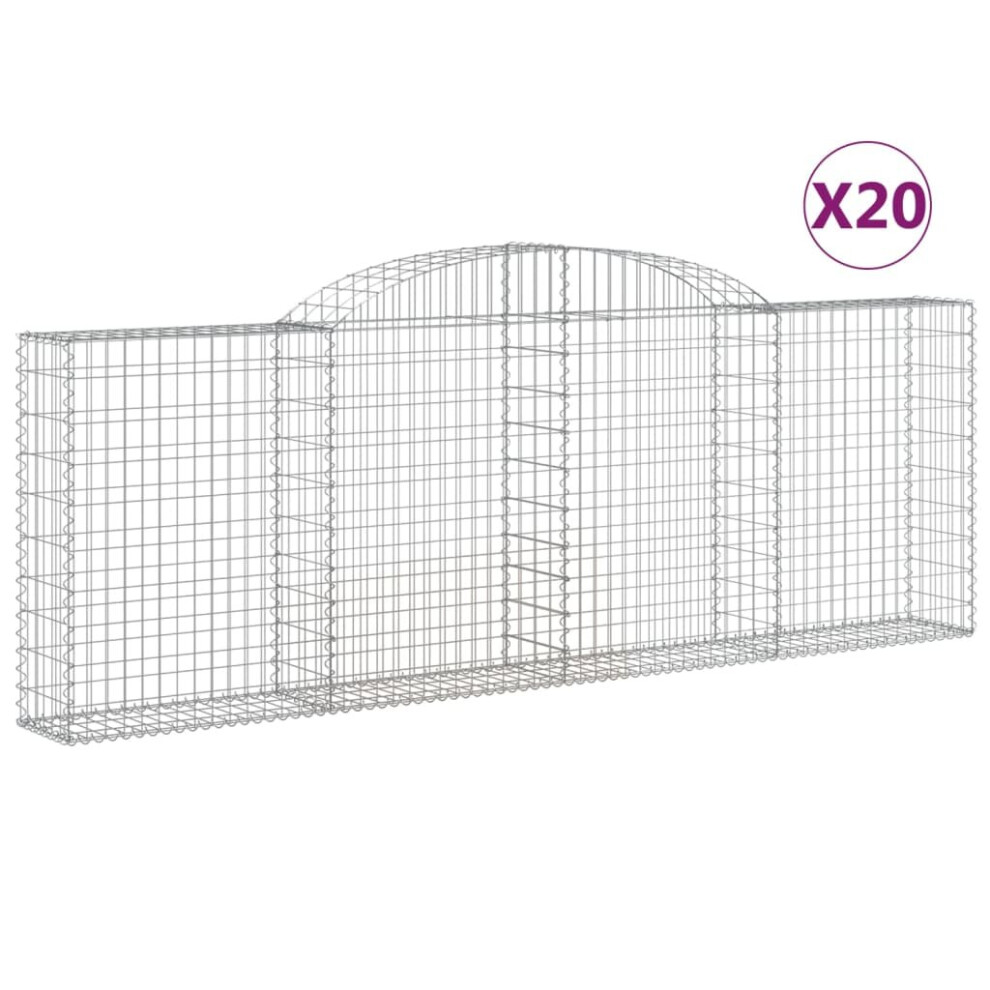 Vidaxl (300 X 30 X 100/120 Cm/20 Pcs) Arched Gabion Basket Stone Basket Gabion Retaining Wall Galvanised Iron