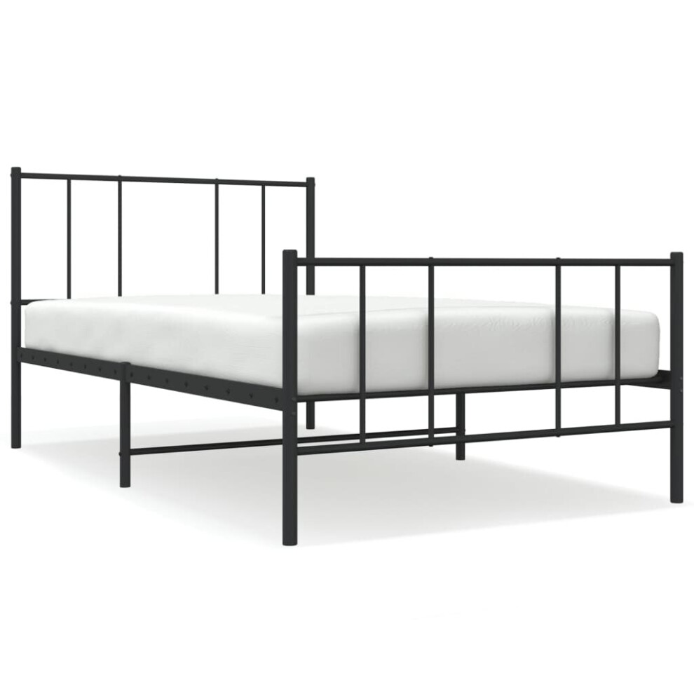 Vidaxl (Black, 90 X 190 Cm/With Headboard & Footboard) Metal Bed Frame With Headboard Bed Base Mattress Foundation Bedstead