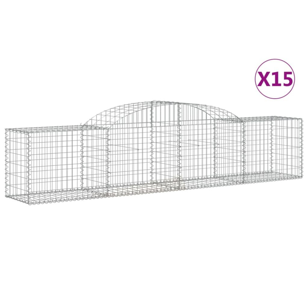 Vidaxl (300 X 50 X 60/80 Cm/15 Pcs) Arched Gabion Basket Stone Basket Gabion Retaining Wall Galvanised Iron