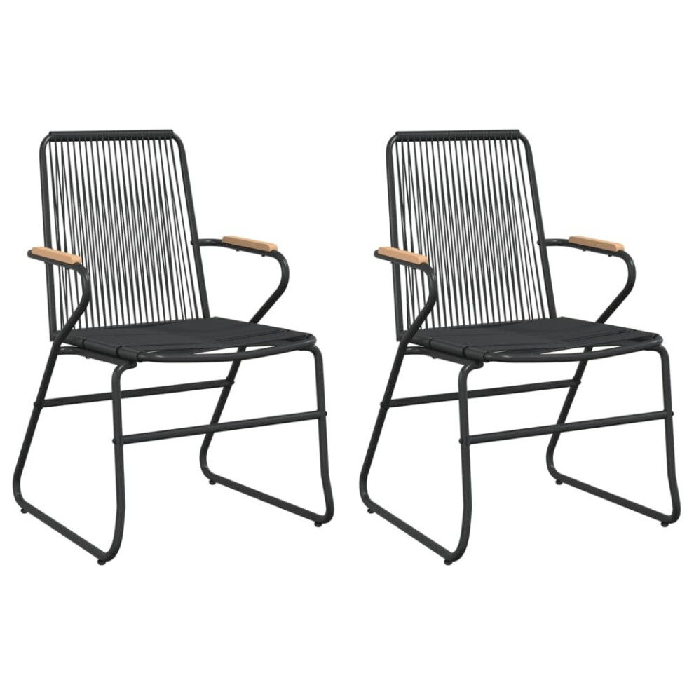 vidaXL Garden Chairs Balcony Chairs Lounger Chairs 2 pcs Black PVC Rattan