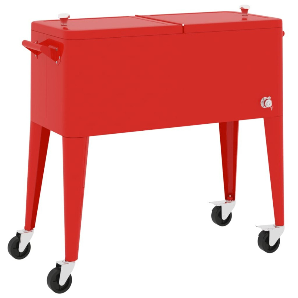vidaXL Cooler Cart with Wheels Red 92x43x89 cm Rolling Cooler Cart 80 Quart