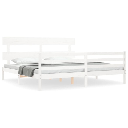 VidaXL (white, 200 x 200 cm) vidaXL Bed Frame Bedroom Platform Bed Frame Bedstead with Headboard Solid Wood