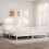 VidaXL (white, 200 x 200 cm) vidaXL Bed Frame Bedroom Platform Bed Frame Bedstead with Headboard Solid Wood 3