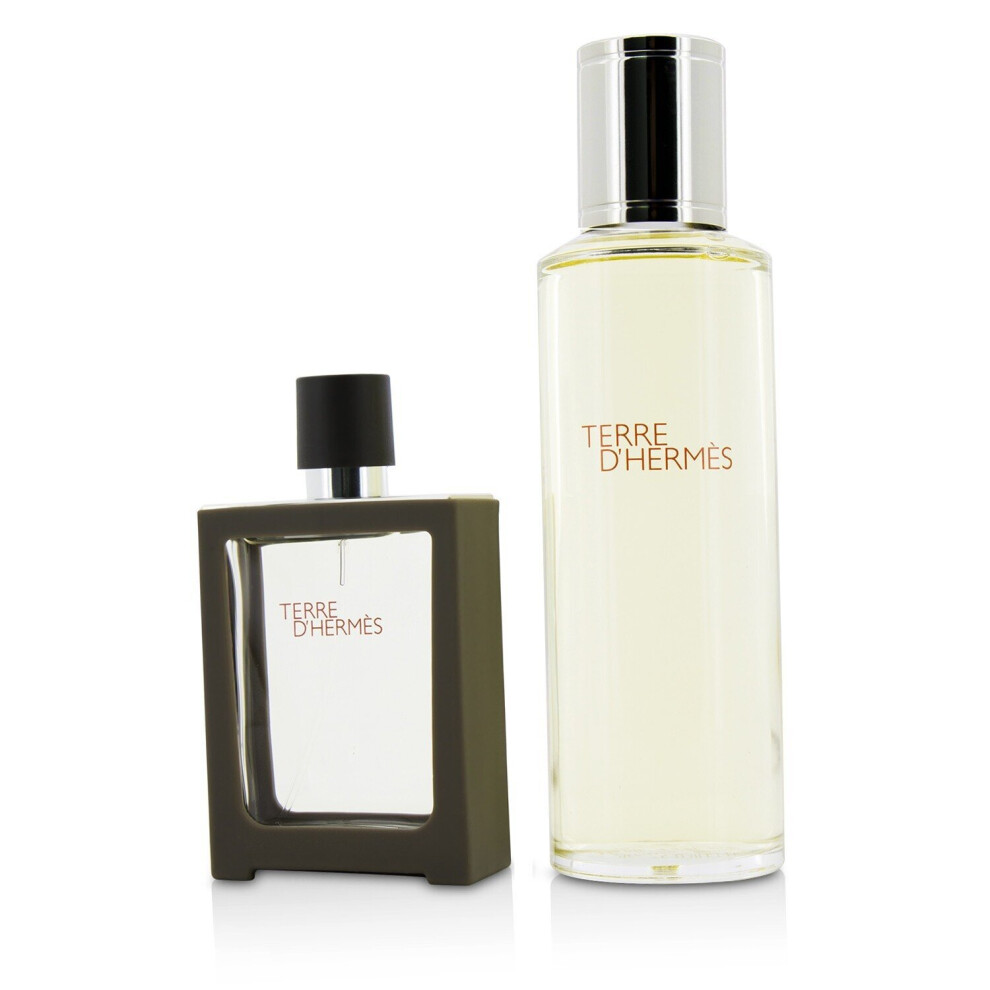 Hermes Terre D'Hermes Eau De Toilette Refillable Spray 30ml/1oz + Refill 125ml/4.2oz 35160 2pcs
