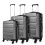 Grey 19/24/28 inch Horizontal Design ABS Hard Shell Suitcase Set 2