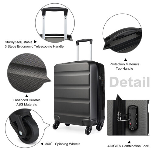 Grey 19/24/28 inch Horizontal Design ABS Hard Shell Suitcase Set 2