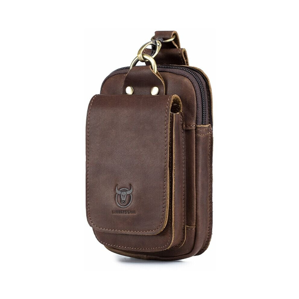 Men Vintage Leather Belt Bag Travel Cell Phone Purse Wallet Waist Bag Fanny Pack