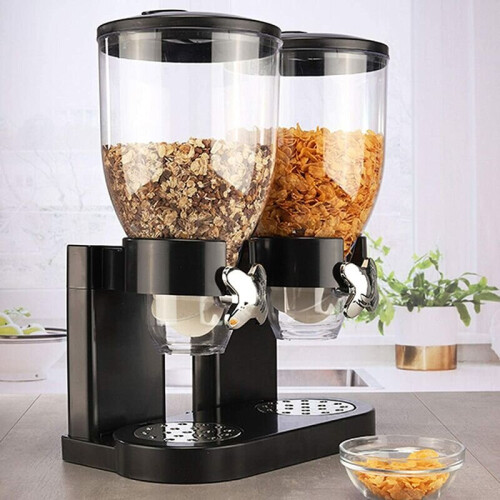 Double Storage Cereal Dispenser Black