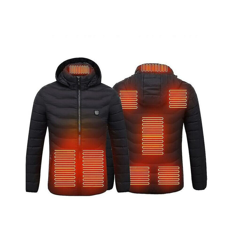 Heated Jacket, Winter Outdoor Warm Electric Heated Coat, 8 Heating Zones - Black M