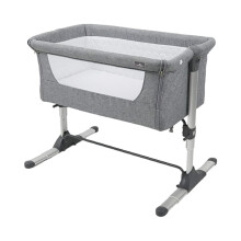 Babylo Snuggle Cuddle Bedside Co Sleeper Crib, Height Adjustable, Mesh Sides, Anti-Reflux, 5cm Mattress Slate Grey