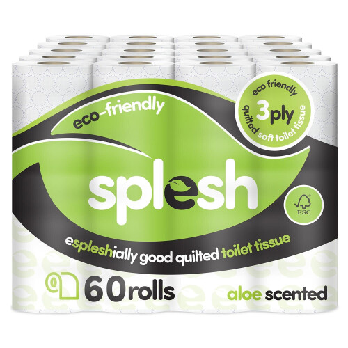 Cusheen Splesh Soft & Quilted Toilet Roll Aloe Vera, 60 Rolls 1