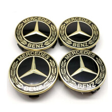 4x Mercedes Benz Wheel Center Caps Star Logo Emblem 75MM Gold Hubcaps