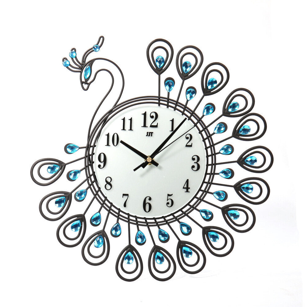 37cm European Style Peacock Shape Luxury Digital Metal Wall Clock