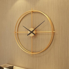 (Gold) 50cm Large Modern Hollow Double Ring Wall Clock Home Bedroom Bar Hotel Decor