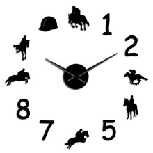(Black) 47 Inch Jurassic Dinosaurs Wall Art T-Rex DIY Large Wall Clock Kids Room Decoration Giant Frameless Wall Clock Dino Modern Clock Watch