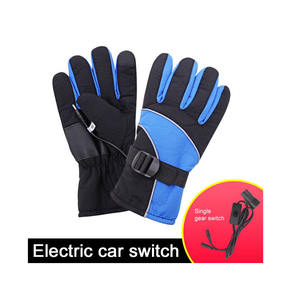 (A- 48V) New Winter Charging Heating Gloves Windproof Electric Heating Thermal Motorcycle Mittens Women Men Touch Screen Finger Gloves Blue 4856685948313