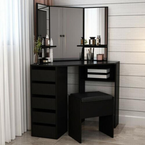 (Black) Hampton&Stewart Luxury Corner Dressing Table 2