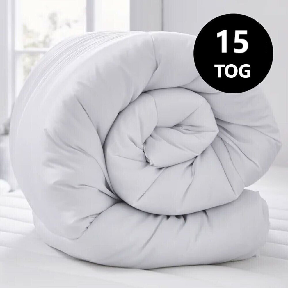 (15, Super King) Luxury High Quilted Summer Duvet Soft Breathable White