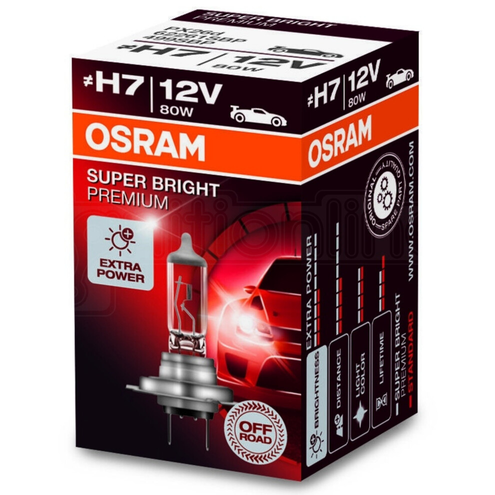 Osram H7 Super Bright Premium 12V 80W High Wattage Off Road Headlight Bulbs