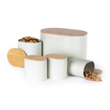 (White) LIVIVO 5-Piece Bamboo Lid Kitchen Storage Canister Set