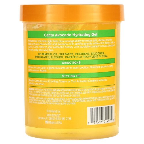 Cantu Avocado Hydrating Gel, Alcohol Free, 18.5 oz (524 g) 1