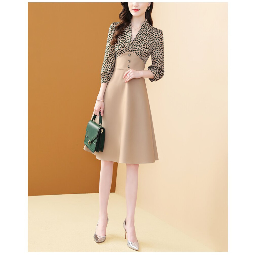 French V-neck Sexy Patchwork Dress For Women Spring High Waist Dot Dresses Holiday Vintage Party Vestidos-image-OPC-PBWMX8S-NEW