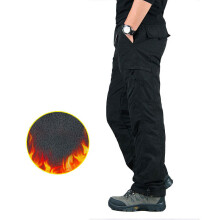 Men Winter Autumn Fleece Thick Cargo Pants Military Tactical Pocket Waterproof Outwear Overalls Hiking Work Casual Pants